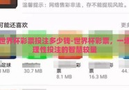 世界杯彩票投注多少钱-世界杯彩票，一场理性投注的智慧较量