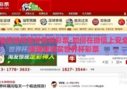 微信如何买世界杯彩票-如何在微信上安全便捷地购买世界杯彩票