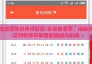 微信能买世界杯彩票-彩票新趋势，揭秘微信购世界杯彩票的便捷与挑战