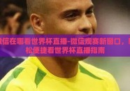 微信在哪看世界杯直播-微信观赛新窗口，轻松便捷看世界杯直播指南