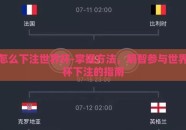 怎么下注世界杯-掌握方法，明智参与世界杯下注的指南