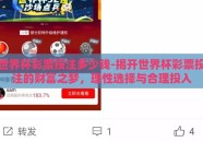 世界杯彩票投注多少钱-揭开世界杯彩票投注的财富之梦，理性选择与合理投入
