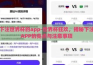 下注世界杯的app-世界杯狂欢，揭秘下注APP的亮点与注意事项