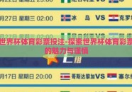 世界杯体育彩票投注-探索世界杯体育彩票的魅力与谨慎