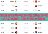 微信在哪看世界杯直播-微信里的世界杯直播入口全解析，轻松享受每一场比赛
