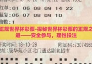 正规世界杯彩票-探秘世界杯彩票的正规之道——安全参与，理性投注