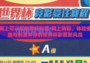 网上可以买世界杯彩票-网上购彩，体验便捷与刺激并存的世界杯彩票新风尚