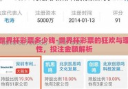 世界杯彩票多少钱-世界杯彩票的狂欢与理性，投注金额解析