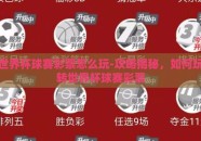 世界杯球赛彩票怎么玩-攻略揭秘，如何玩转世界杯球赛彩票