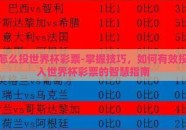 怎么投世界杯彩票-掌握技巧，如何有效投入世界杯彩票的智慧指南