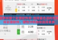 世界杯那个彩票软件好-选择最合适的世界杯彩票软件，理性分析助您赢得更多