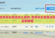世界杯彩票是怎么算的-世界杯彩票算法背后的秘密