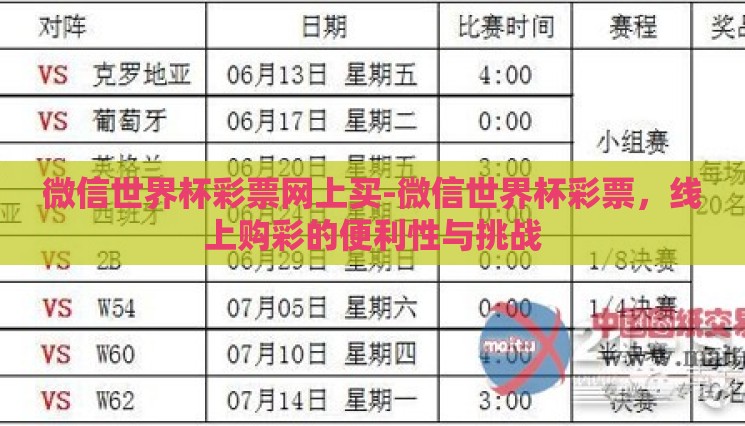 微信世界杯彩票网上买-微信世界杯彩票,线上购彩的便利性与挑战 微信世界杯彩票网上买-微信世界杯彩票,线上购彩的便利性与挑战