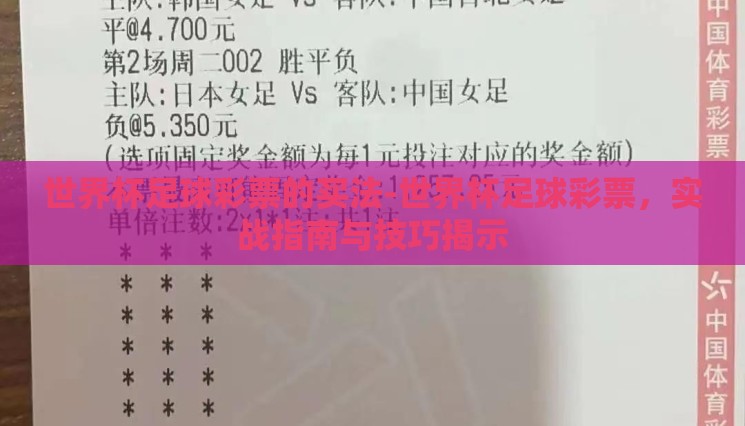 世界杯足球彩票的买法-世界杯足球彩票,实战指南与技巧揭示 世界杯足球彩票的买法-世界杯足球彩票,实战指南与技巧揭示