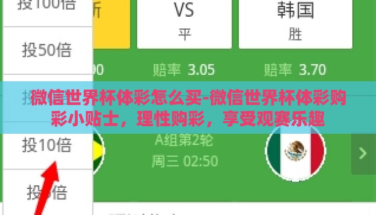 微信世界杯体彩怎么买-微信世界杯体彩购彩小贴士,理性购彩,享受观赛乐趣 微信世界杯体彩怎么买-微信世界杯体彩购彩小贴士,理性购彩,享受观赛乐趣