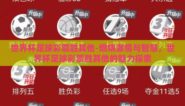 世界杯足球彩票胜其他-燃烧激情与智慧，世界杯足球彩票胜其他的魅力探索