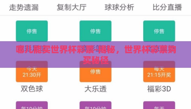 哪儿能买世界杯彩票-揭秘,世界杯彩票购买秘径 哪儿能买世界杯彩票-揭秘,世界杯彩票购买秘径