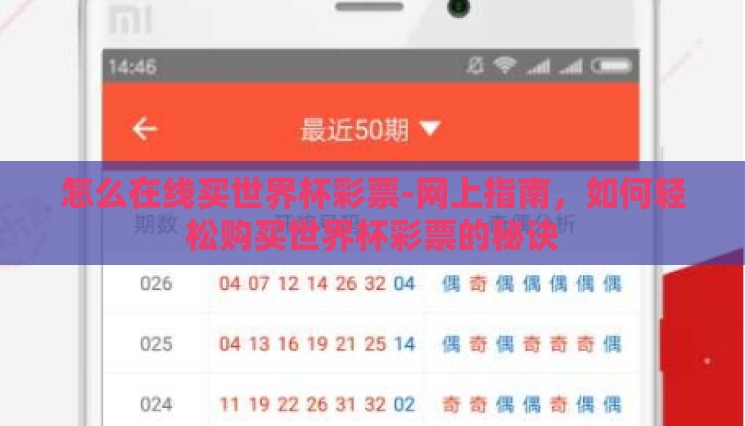 怎么在线买世界杯彩票-网上指南，如何轻松购买世界杯彩票的秘诀
