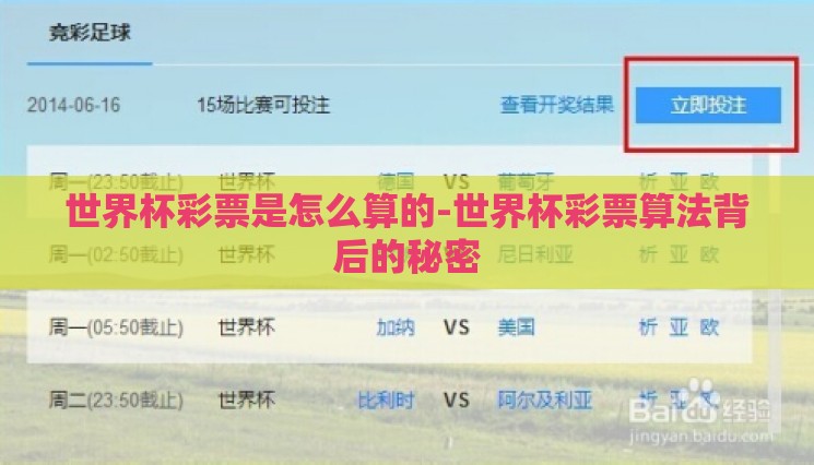 世界杯彩票是怎么算的-世界杯彩票算法背后的秘密 世界杯彩票是怎么算的-世界杯彩票算法背后的秘密