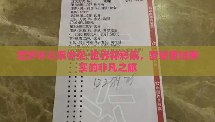 世界杯彩票中奖-世界杯彩票,梦想照进现实的非凡之旅 世界杯彩票中奖-世界杯彩票,梦想照进现实的非凡之旅