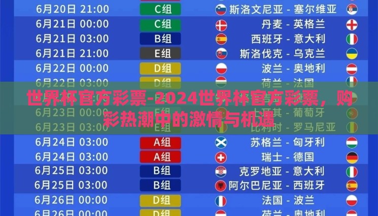 世界杯官方彩票-2024世界杯官方彩票，购彩热潮中的激情与机遇