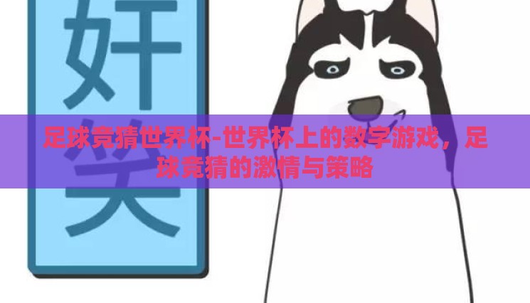 足球竞猜世界杯-世界杯上的数字游戏，足球竞猜的激情与策略