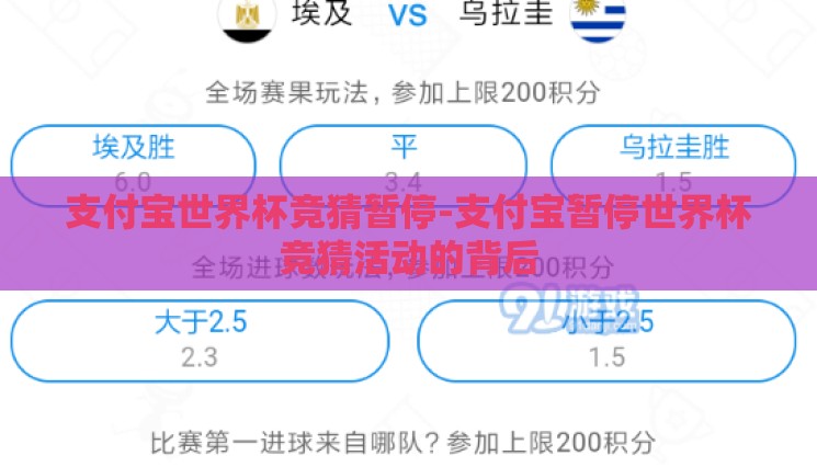 支付宝世界杯竞猜暂停-支付宝暂停世界杯竞猜活动的背后 支付宝世界杯竞猜暂停-支付宝暂停世界杯竞猜活动的背后