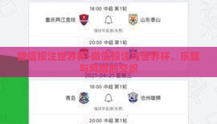 微信投注世界杯-微信投注与世界杯，乐趣与风险的交织