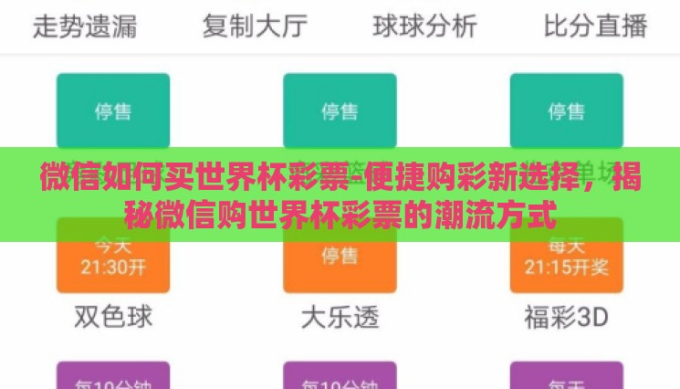 微信如何买世界杯彩票-便捷购彩新选择，揭秘微信购世界杯彩票的潮流方式