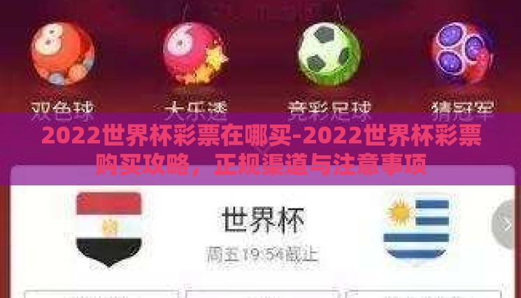 2022世界杯彩票在哪买-2022世界杯彩票购买攻略，正规渠道与注意事项