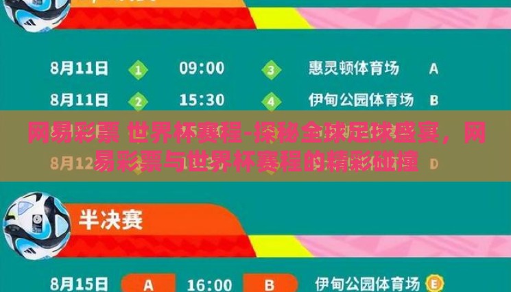 网易彩票 世界杯赛程-探秘全球足球盛宴，网易彩票与世界杯赛程的精彩碰撞