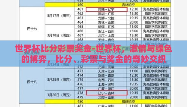 世界杯比分彩票奖金-世界杯，激情与绿色的博弈，比分、彩票与奖金的奇妙交织