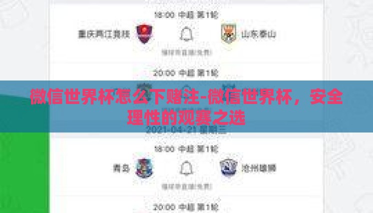 微信世界杯怎么下赌注-微信世界杯，安全理性的观赛之选