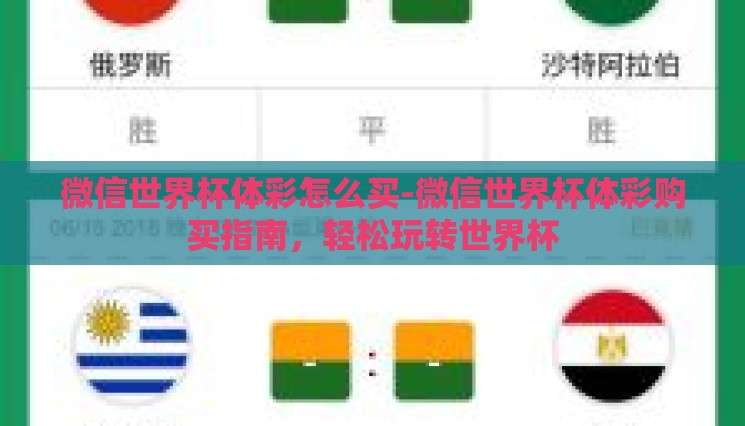 微信世界杯体彩怎么买-微信世界杯体彩购买指南，轻松玩转世界杯