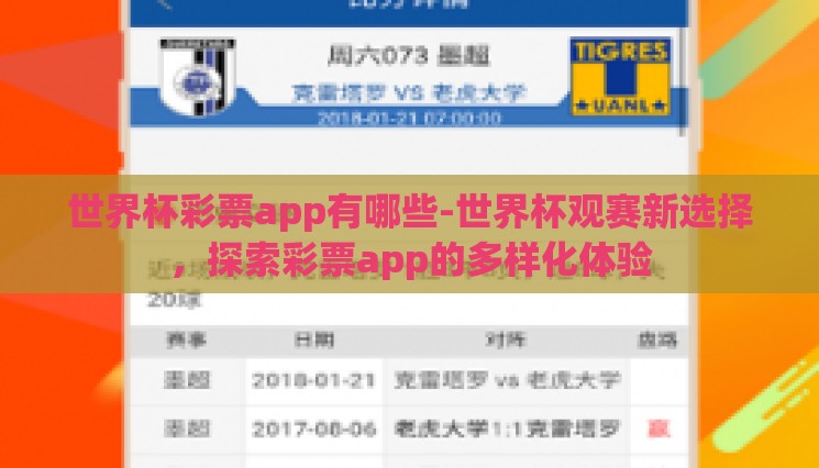 世界杯彩票app有哪些-世界杯观赛新选择，探索彩票app的多样化体验