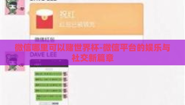 微信哪里可以赌世界杯-微信平台的娱乐与社交新篇章