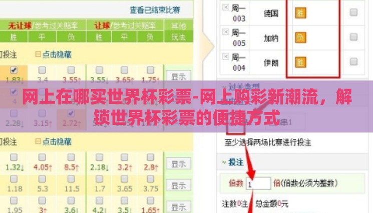 网上在哪买世界杯彩票-网上购彩新潮流，解锁世界杯彩票的便捷方式
