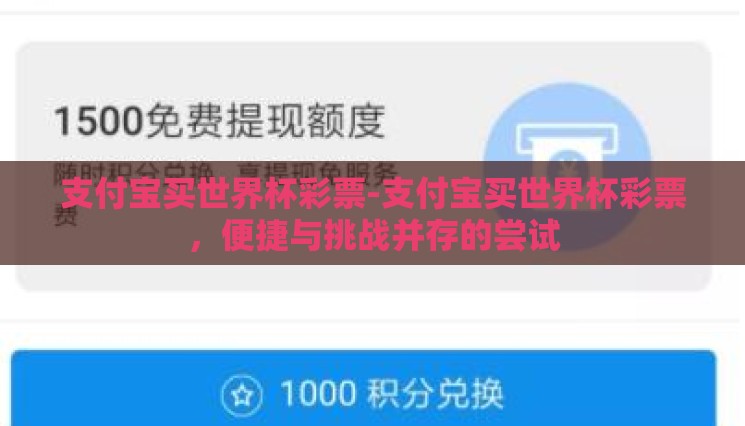支付宝买世界杯彩票-支付宝买世界杯彩票，便捷与挑战并存的尝试