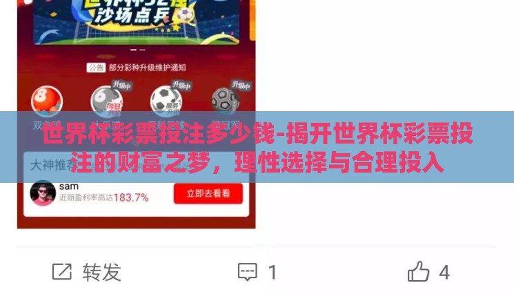世界杯彩票投注多少钱-揭开世界杯彩票投注的财富之梦,理性选择与合理投入 世界杯彩票投注多少钱-揭开世界杯彩票投注的财富之梦,理性选择与合理投入