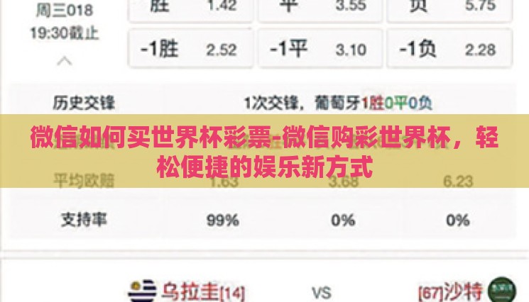 微信如何买世界杯彩票-微信购彩世界杯,轻松便捷的娱乐新方式 微信如何买世界杯彩票-微信购彩世界杯,轻松便捷的娱乐新方式